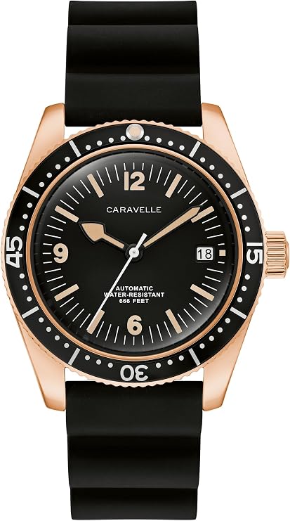Caravelle by Bulova 44B130 — Sea Hunter Esfera Negra / Tono Oro Rosa