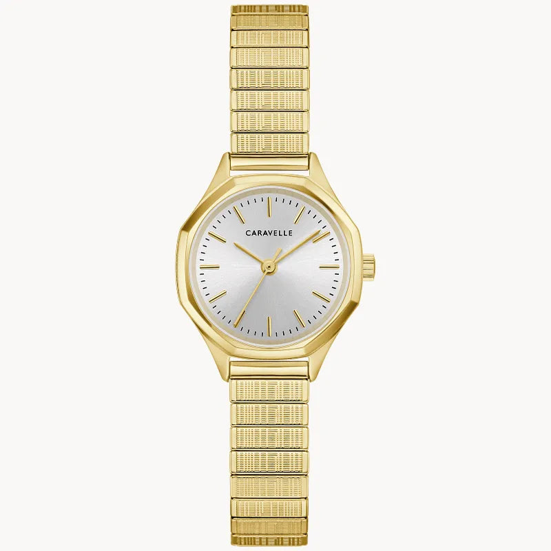 Caravelle by Bulova 44L268 — Vintage Dress Esfera Plateada Sunray / Tono Dorado