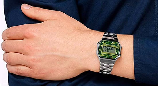 Reloj Vintage casual correa de acero inoxidable A-168WEC-3