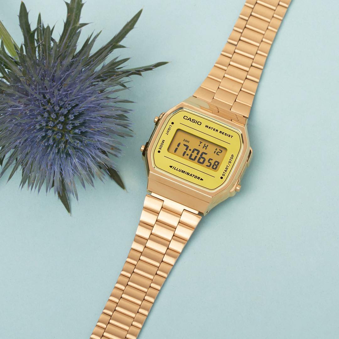 Reloj Vintage casual correa de acero inoxidable A-168WEGM-9