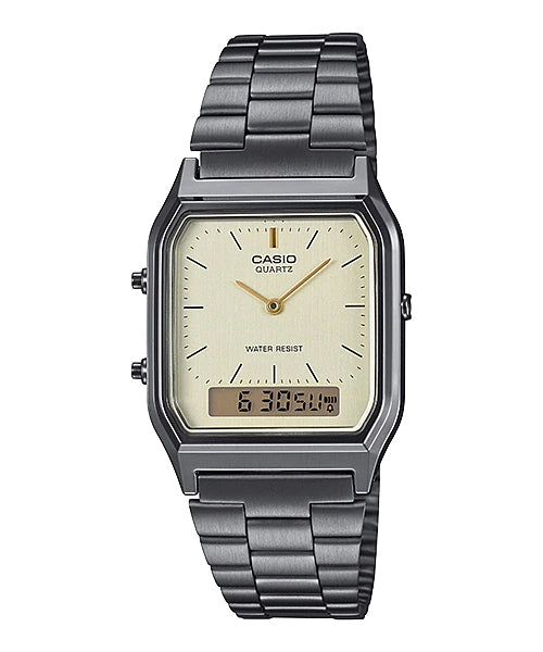 Reloj Vintage casual correa de acero inoxidable AQ-230GG-9A