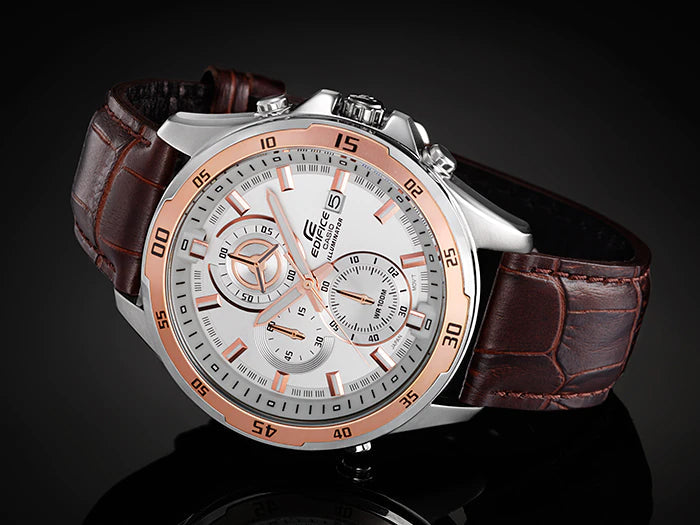 Reloj Edifice casual correa de cuero EFR-547L-7AV