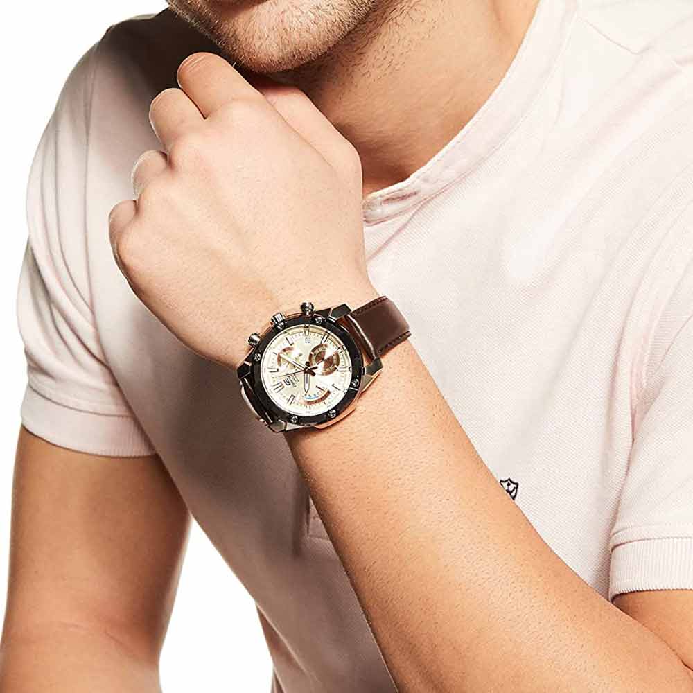 Reloj Edifice casual correa de cuero EFR-559BL-7AV