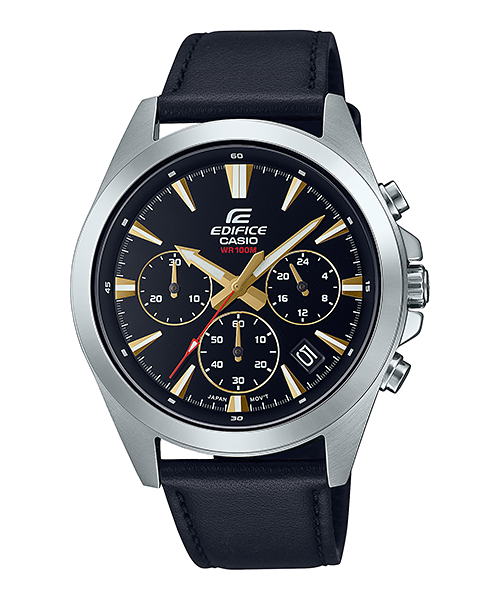 Reloj Edifice casual correa de cuero EFV-630L-1AV