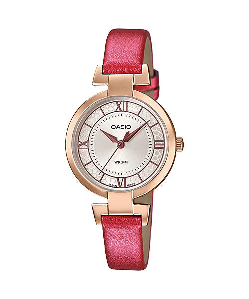 Reloj casual correa de cuero LTP-E403PL-9A2V