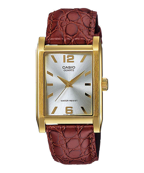 Reloj casual correa de cuero MTP-1235GL-7A