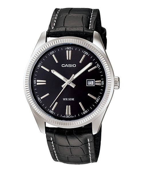 Reloj casual correa de cuero MTP-1302L-1AV