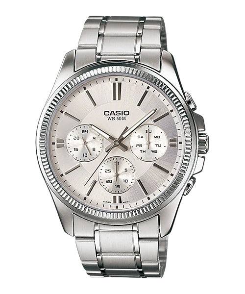 Reloj casual correa de acero inoxidable MTP-1375D-7AV