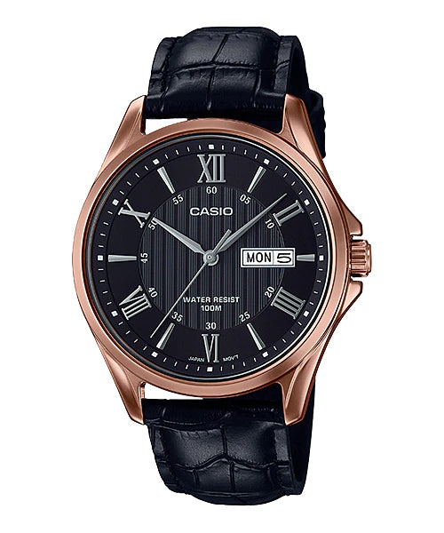 Reloj casual correa de cuero MTP-1384L-1A2V