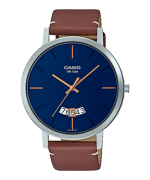 Reloj casual correa de cuero MTP-B100L-2EV