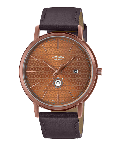 Reloj casual correa de cuero MTP-B125RL-5AV