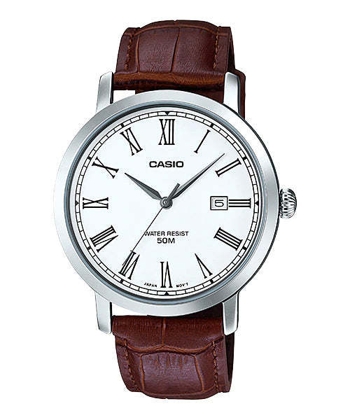 Reloj casual correa de cuero MTP-E149L-7BV