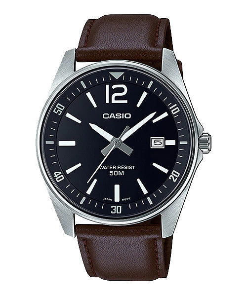 Reloj casual correa de cuero MTP-E170L-1BV
