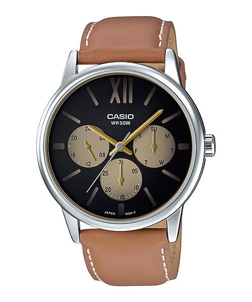 Reloj casual correa de cuero MTP-E312L-5BV
