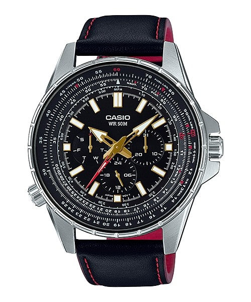 Reloj casual correa de cuero MTP-SW320L-1AV