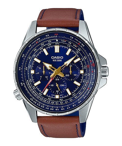 Reloj casual correa de cuero MTP-SW320L-2AV