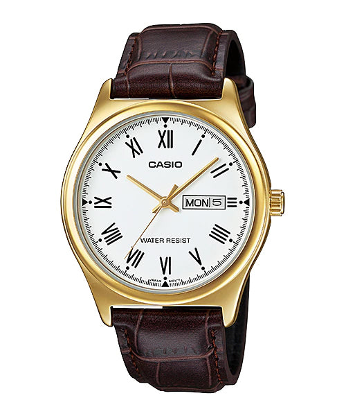 Reloj casual correa de cuero MTP-V006GL-7B
