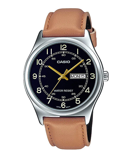 Reloj casual correa de cuero MTP-V006L-1B3