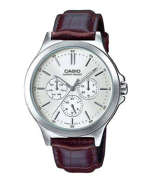 Reloj casual correa de cuero MTP-V300L-7A