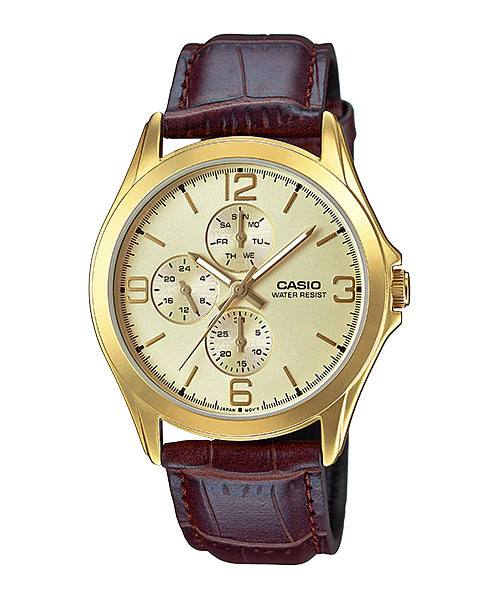 Reloj casual correa de cuero MTP-V301GL-9A