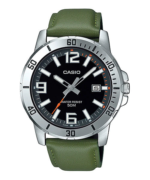 Reloj casual correa de cuero MTP-VD01L-3BV