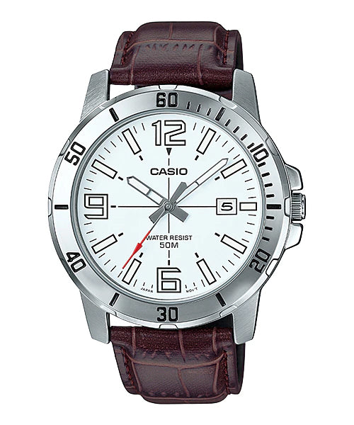 Reloj casual correa de cuero MTP-VD01L-7BV