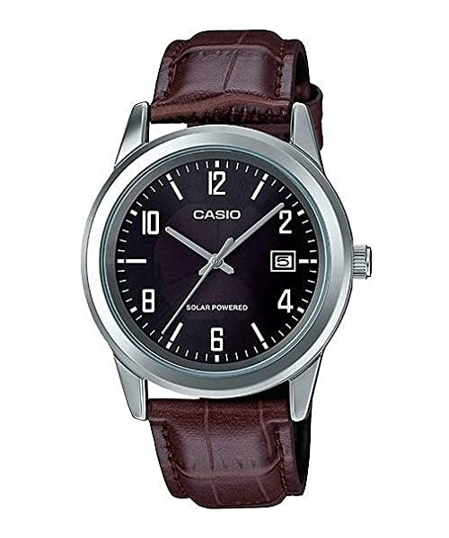 Reloj casual correa de cuero MTP-VS01L-1B3
