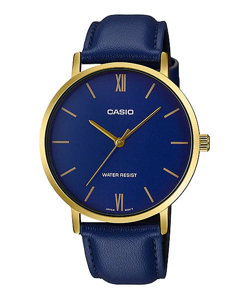 Reloj casual correa de cuero MTP-VT01GL-2B