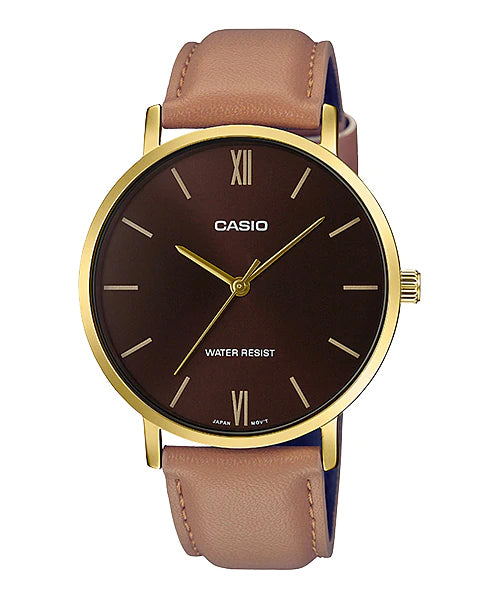 Reloj casual correa de cuero MTP-VT01GL-5B
