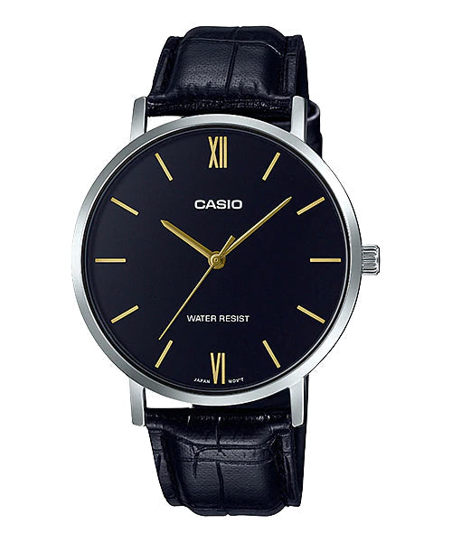 Reloj casual correa de cuero MTP-VT01L-1B