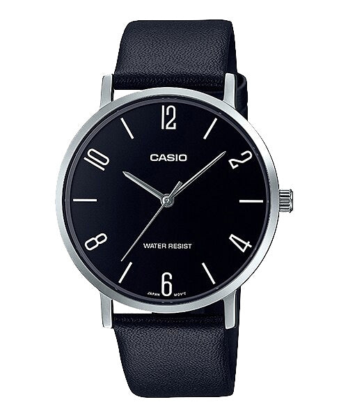Reloj casual correa de cuero MTP-VT01L-1B2