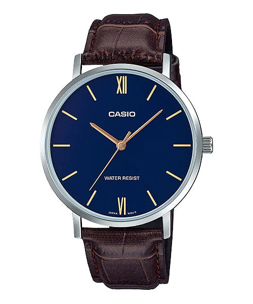 Reloj casual correa de cuero MTP-VT01L-2B