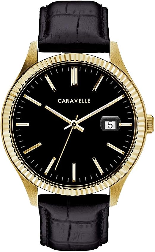 Caravelle by Bulova 44B118 — Caballero Classic Dress Esfera Negra / Tono Dorado