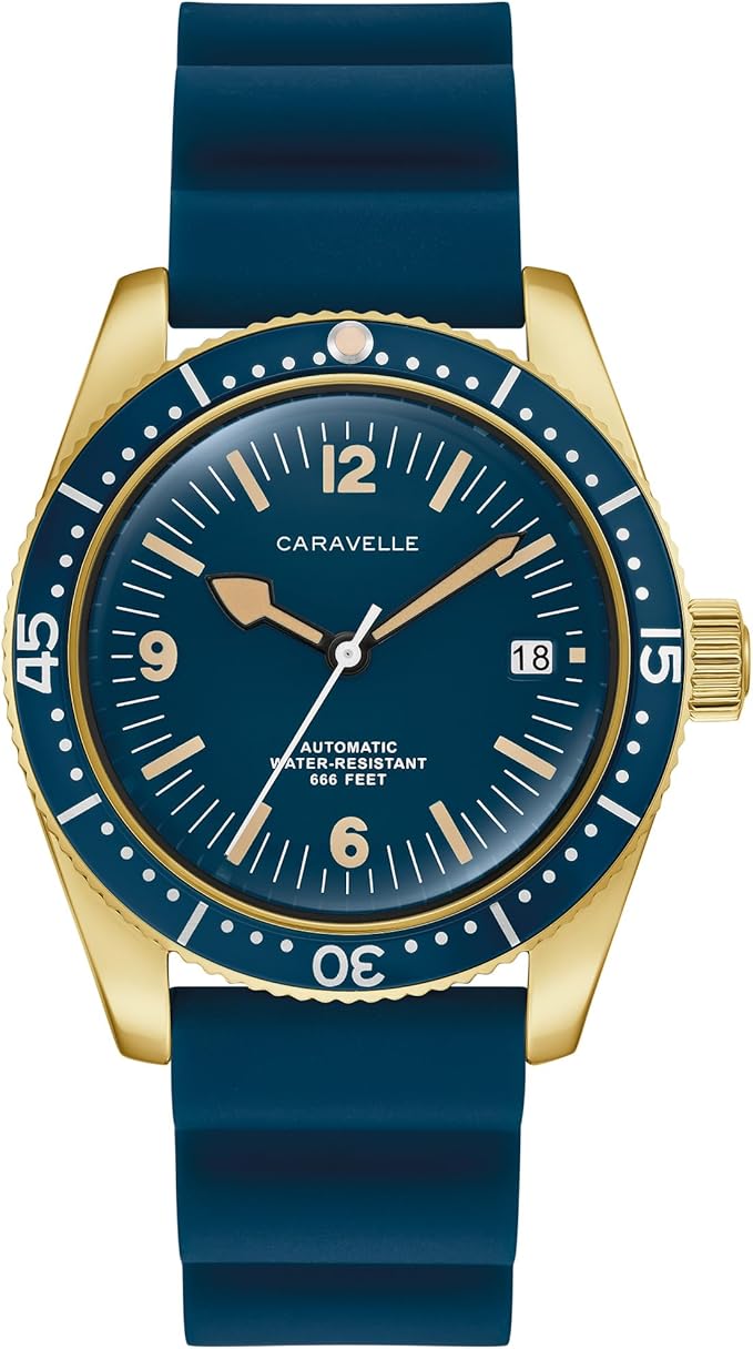 Caravelle by Bulova 44B129 — Sea Hunter Esfera Azul / Correa de Goma Azul