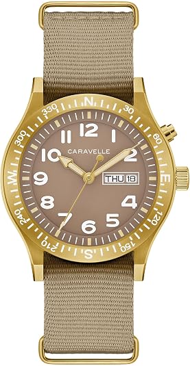 Caravelle by Bulova 44C113 — Field Watch Esfera Taupe / Tono Dorado Antiguo