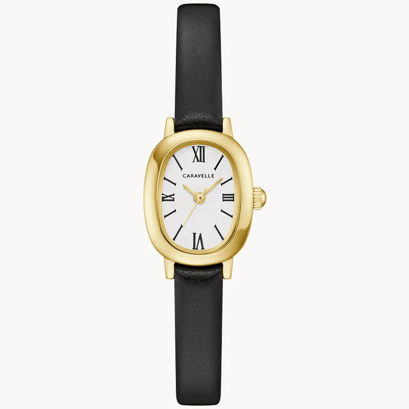 Caravelle by Bulova 44L269 — Classic Dress Esfera Blanca / Cuero Negro