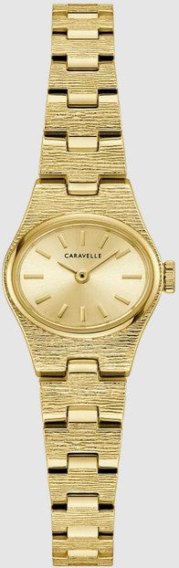 Caravelle by Bulova 44L271 — Vintage Dress Esfera Champán / Tono Dorado Texturizado