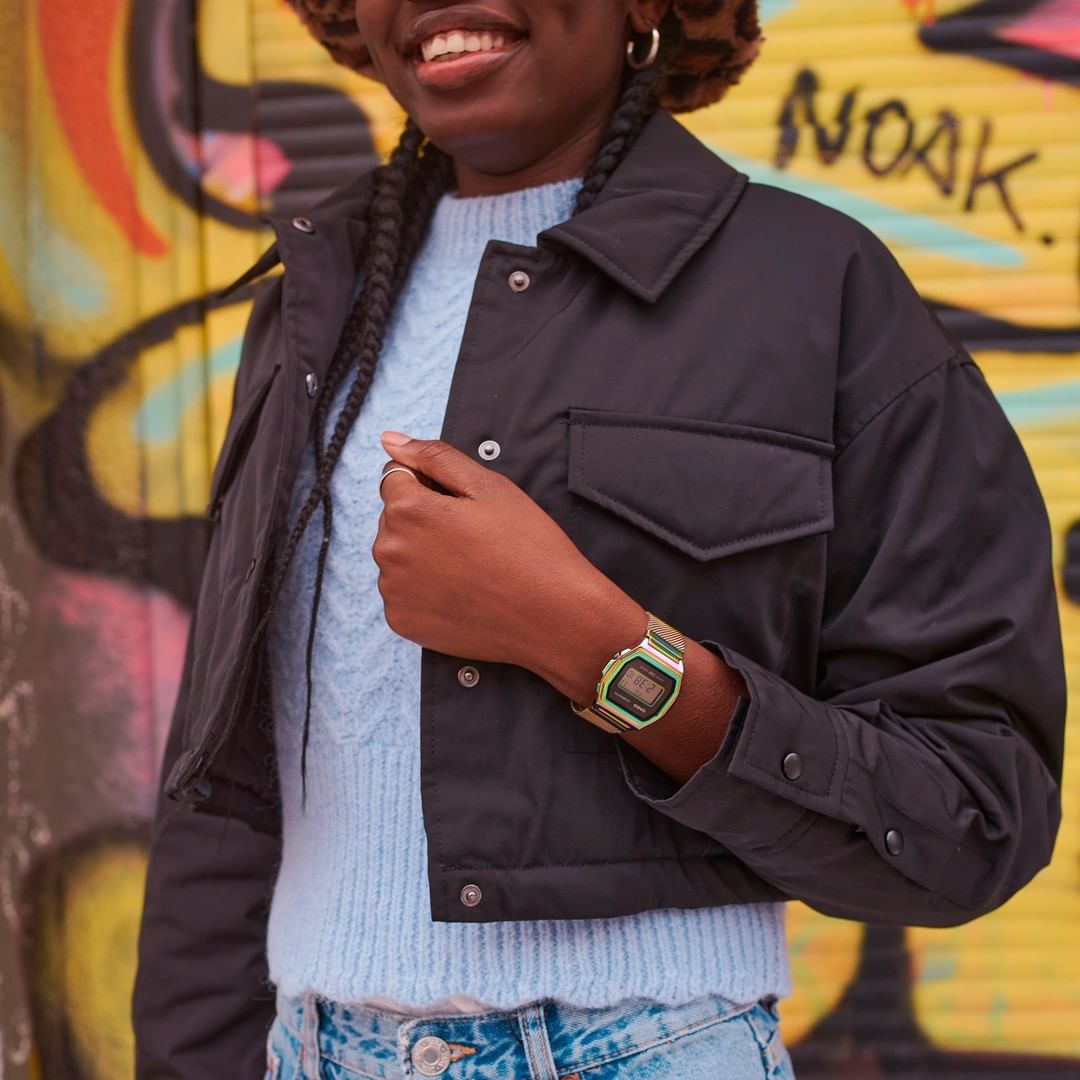 Reloj Vintage casual correa de acero inoxidable A-1000RBW-1