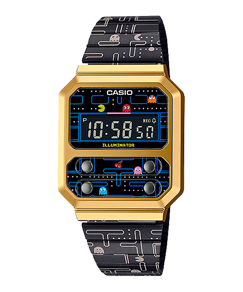 Reloj Vintage casual correa de acero inoxidable A-100WEPC-1B