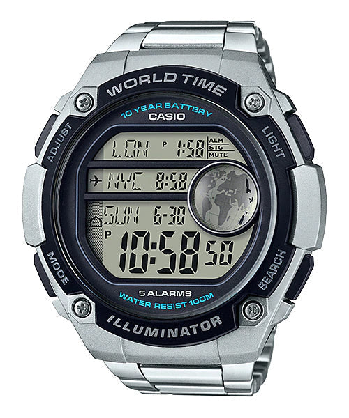 Reloj casual correa de acero inoxidable AE-3000WD-1AV
