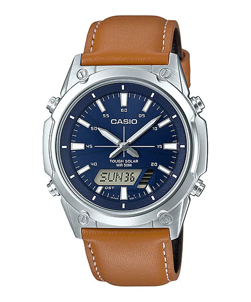 Reloj casual correa de cuero AMW-S820L-2AV