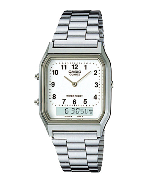 Reloj Vintage casual correa de acero inoxidable AQ-230A-7B