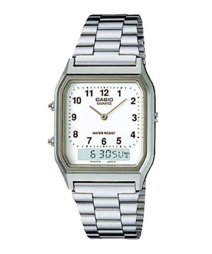 Reloj Vintage casual correa de acero inoxidable AQ-230A-7B