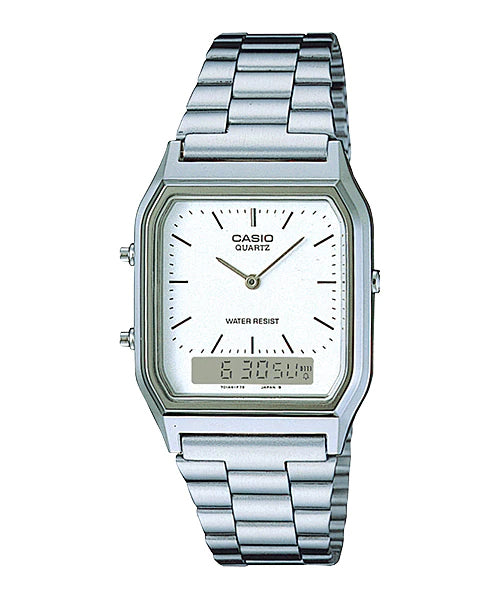 Reloj Vintage casual correa de acero inoxidable AQ-230A-7D