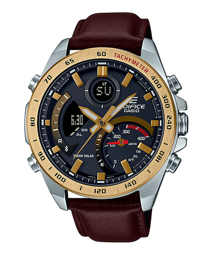 Reloj Edifice casual correa de cuero ECB-900GL-1A