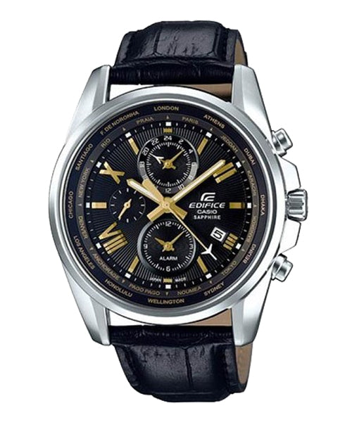 Reloj Edifice casual correa de cuero EFB-301JBL-1A