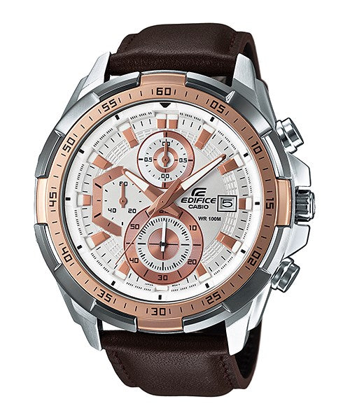 Reloj Edifice casual correa de cuero EFR-539L-7AV