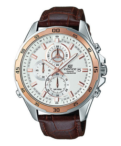 Reloj Edifice casual correa de cuero EFR-547L-7AV