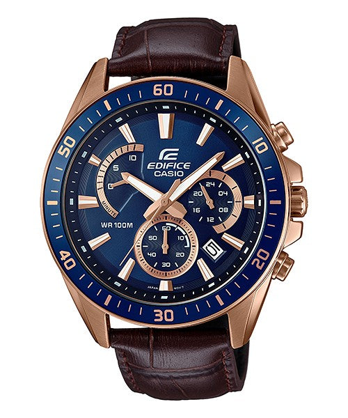 Reloj Edifice casual correa de cuero EFR-552GL-2AV