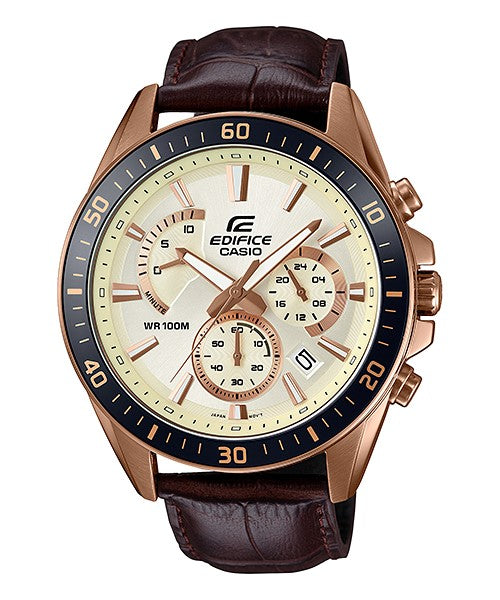 Reloj Edifice casual correa de cuero EFR-552GL-7AV